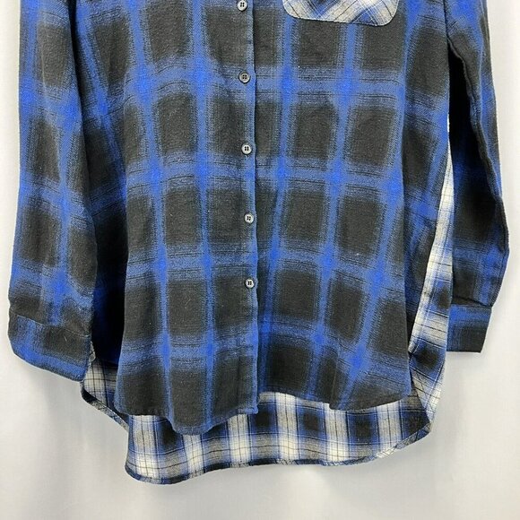 Hem & Thread Womens Button Up Multicolor Plaid Long Sleeve Top Size Medium - Picture 4 of 8